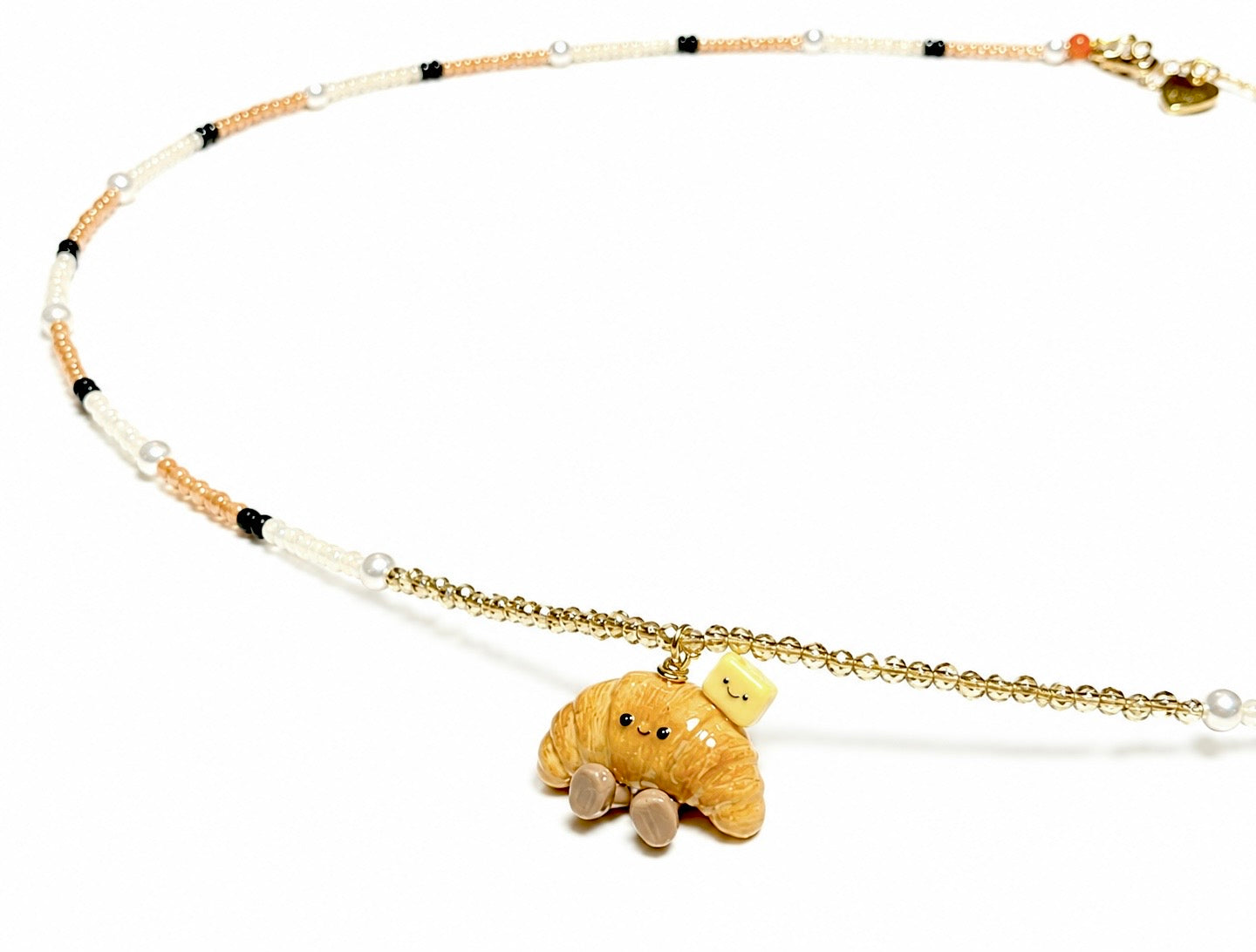 The Shiopan Jellycat and his Pet Butter with Black Spinels and Swaroski Pearls Long Necklace (customised for Sarah)