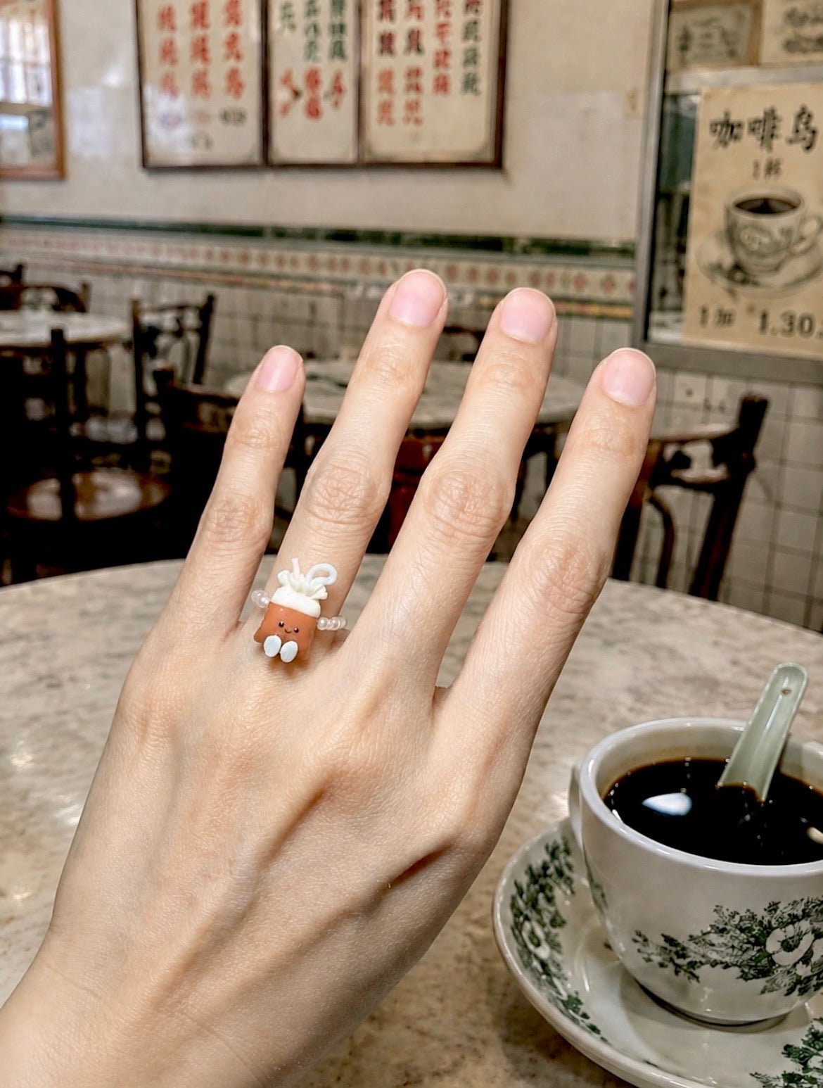 Teh Dabao Bag Hand-Beaded Ring in Pastels