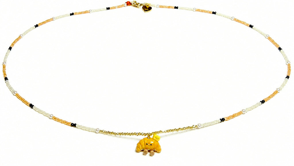 The Shiopan Jellycat and his Pet Butter with Black Spinels and Swaroski Pearls Long Necklace (customised for Sarah)
