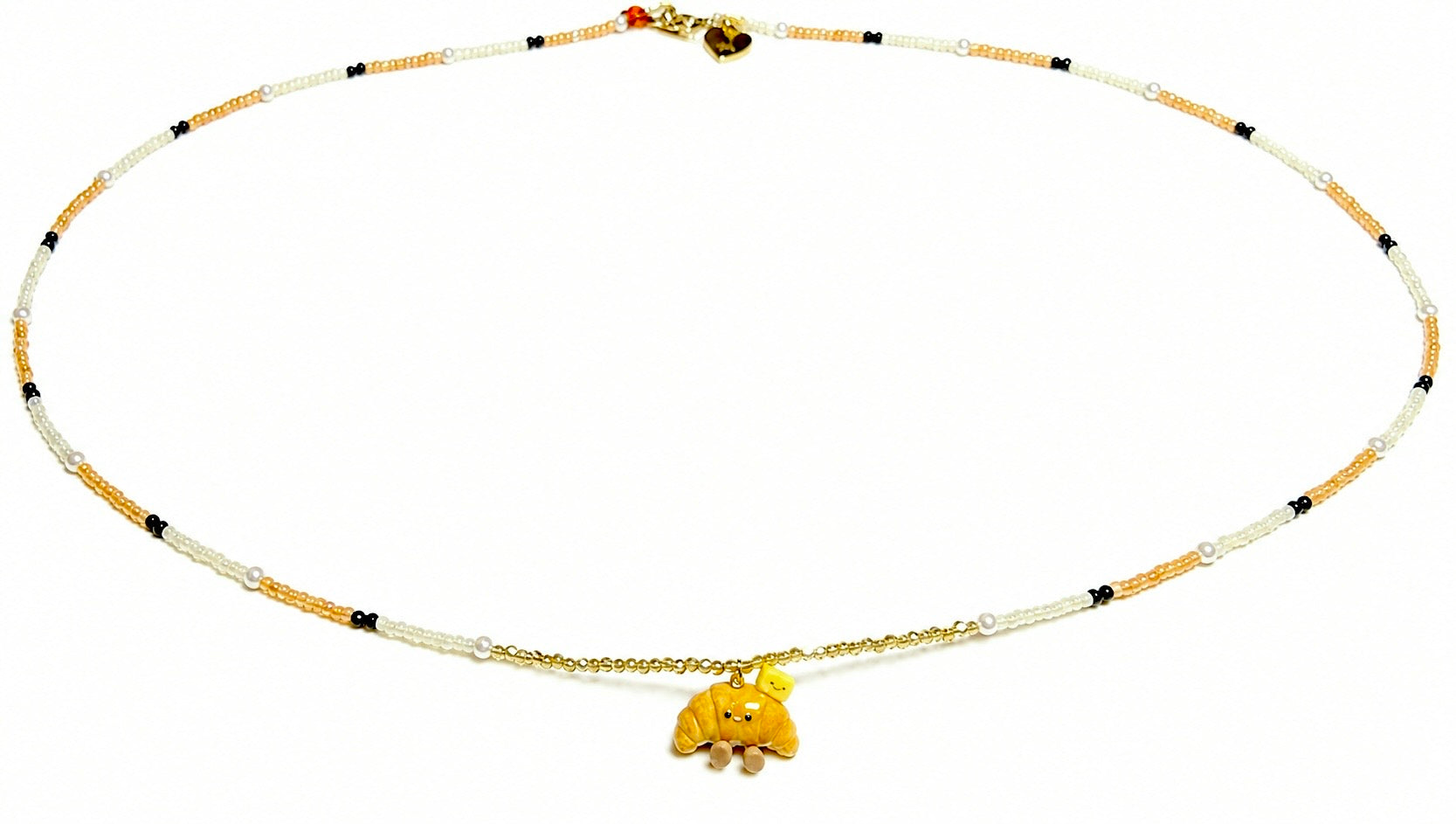 The Shiopan Jellycat and his Pet Butter with Black Spinels and Swaroski Pearls Long Necklace (customised for Sarah)