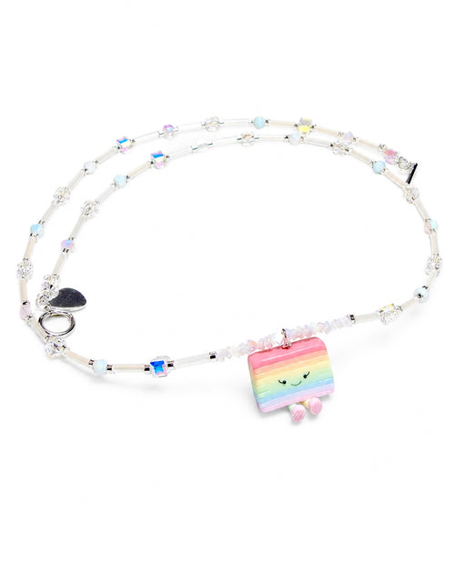 Hand-Beaded Kueh Lapis Jellycat with Tubes and Crystals Long Necklace