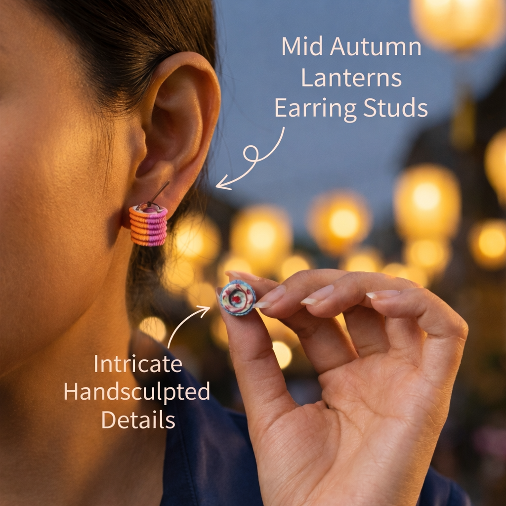 Traditional Paper Lantern Earring Studs