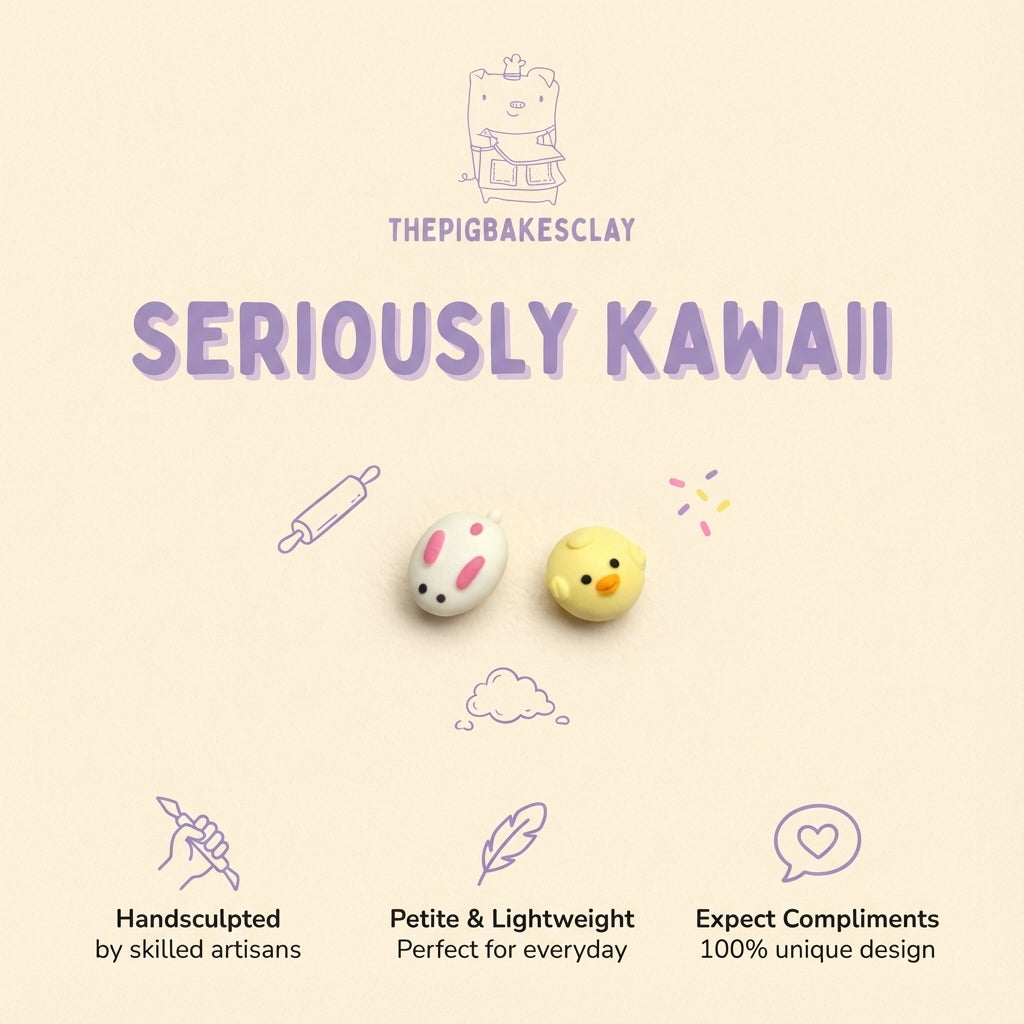 Chick and Rabbit Chinese Bao Studs