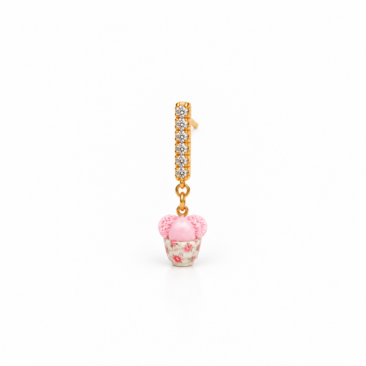 Zircon-studded Bar Stud Dangle (14K Gold-Plated over 925 Sterling Silver)
