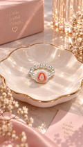 Strawberry Daifuku with Oozy Pink Cream Beaded Ring