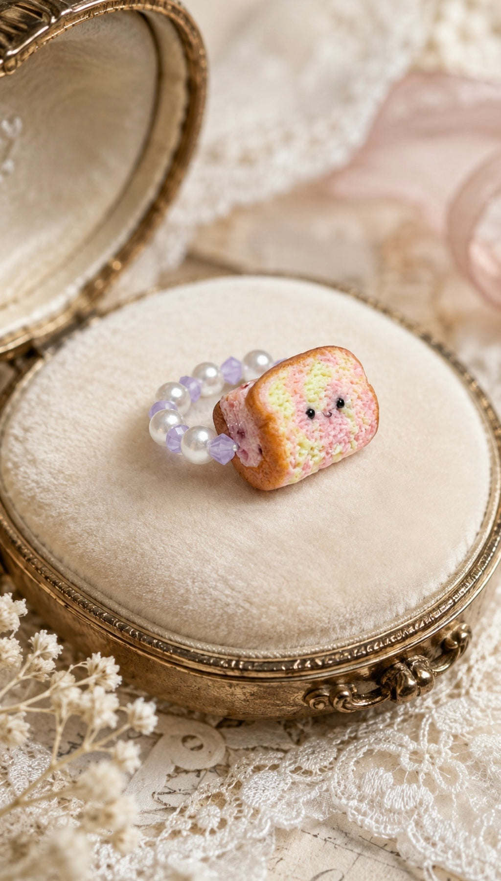 Rainbow Bread Ice Cream Beaded Ring