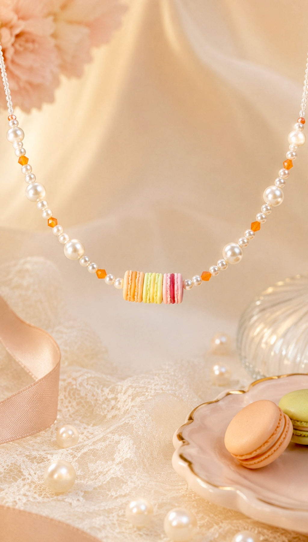 Pierre Hermes Inspired Macaron Trio Necklace