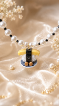 Tamago Swaroski Pearl and Black Spinels Necklace