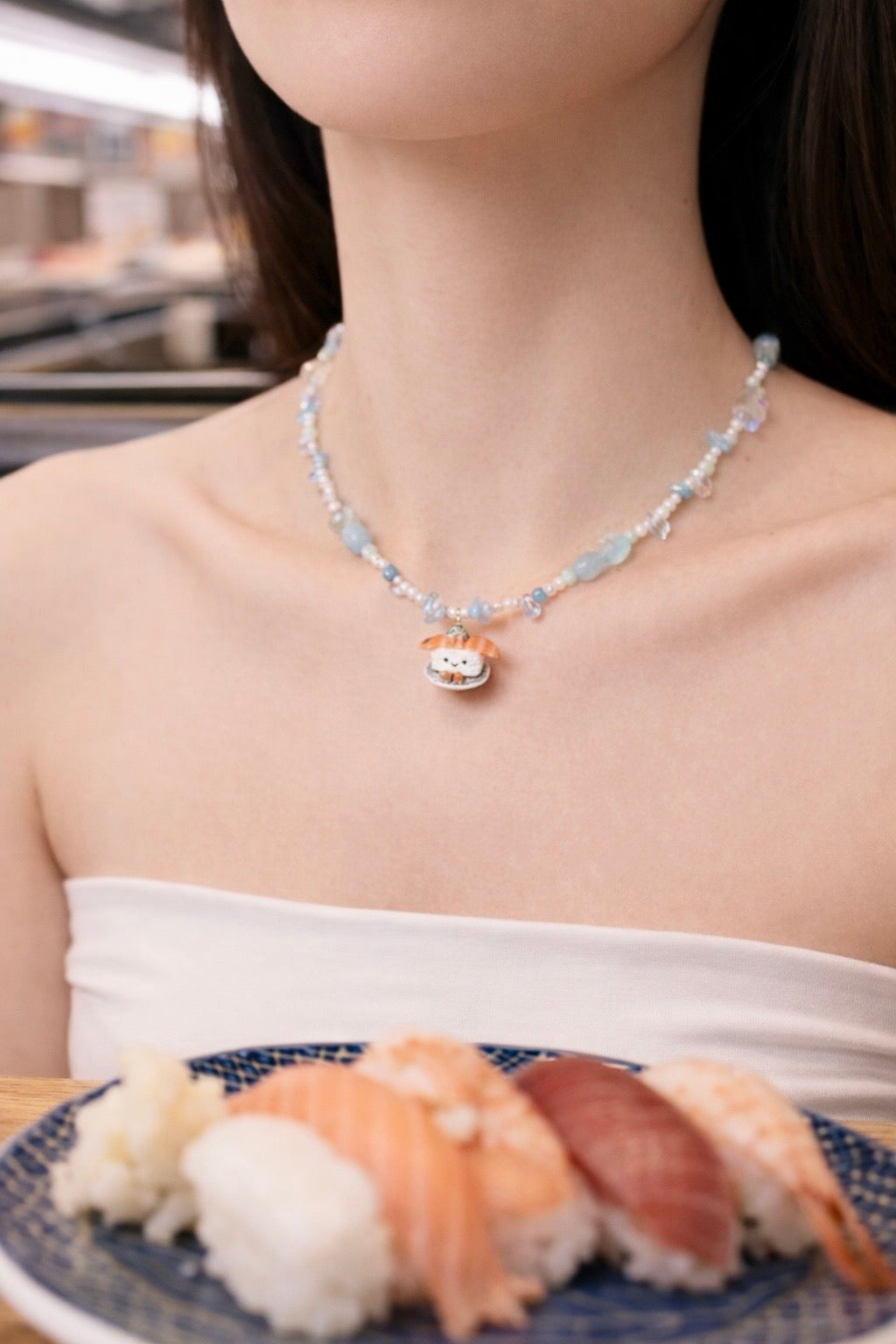 Salmon Nigiri Jellycats on Gold Hoop Dangles