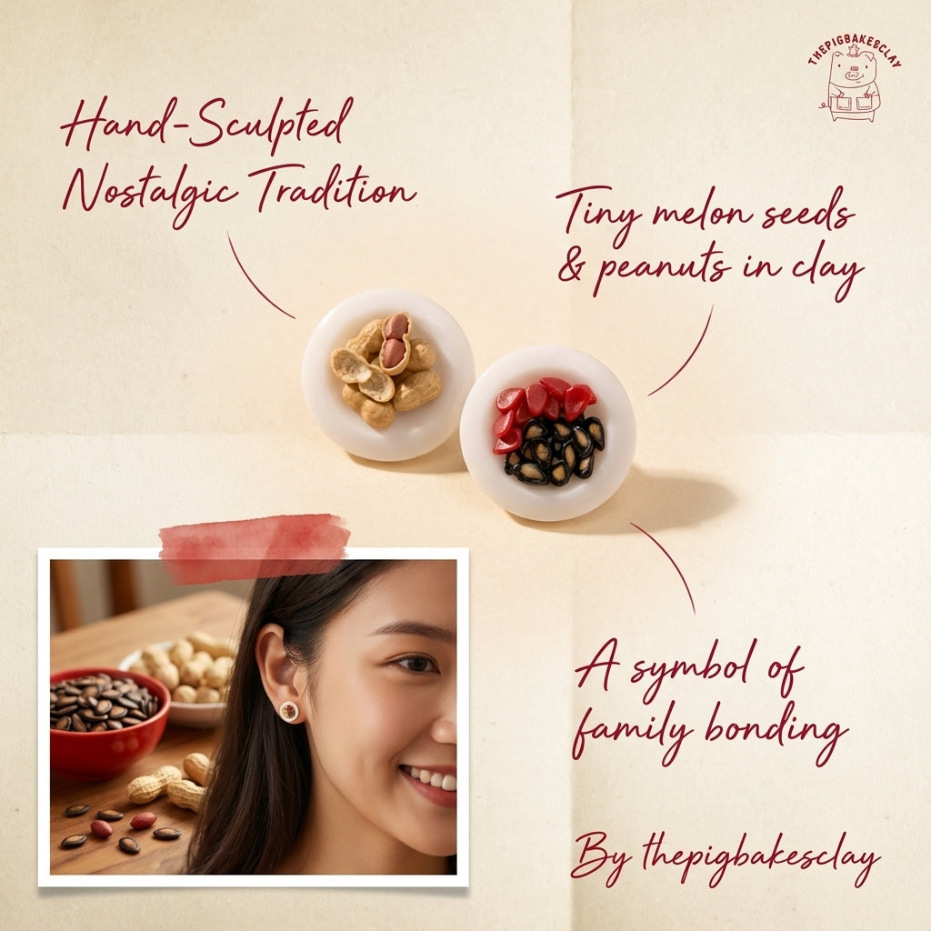 Guazi and Peanuts on Plates Earring Studs