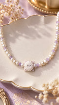 Kueh Tutu in Vintage Purple Pearl Necklace