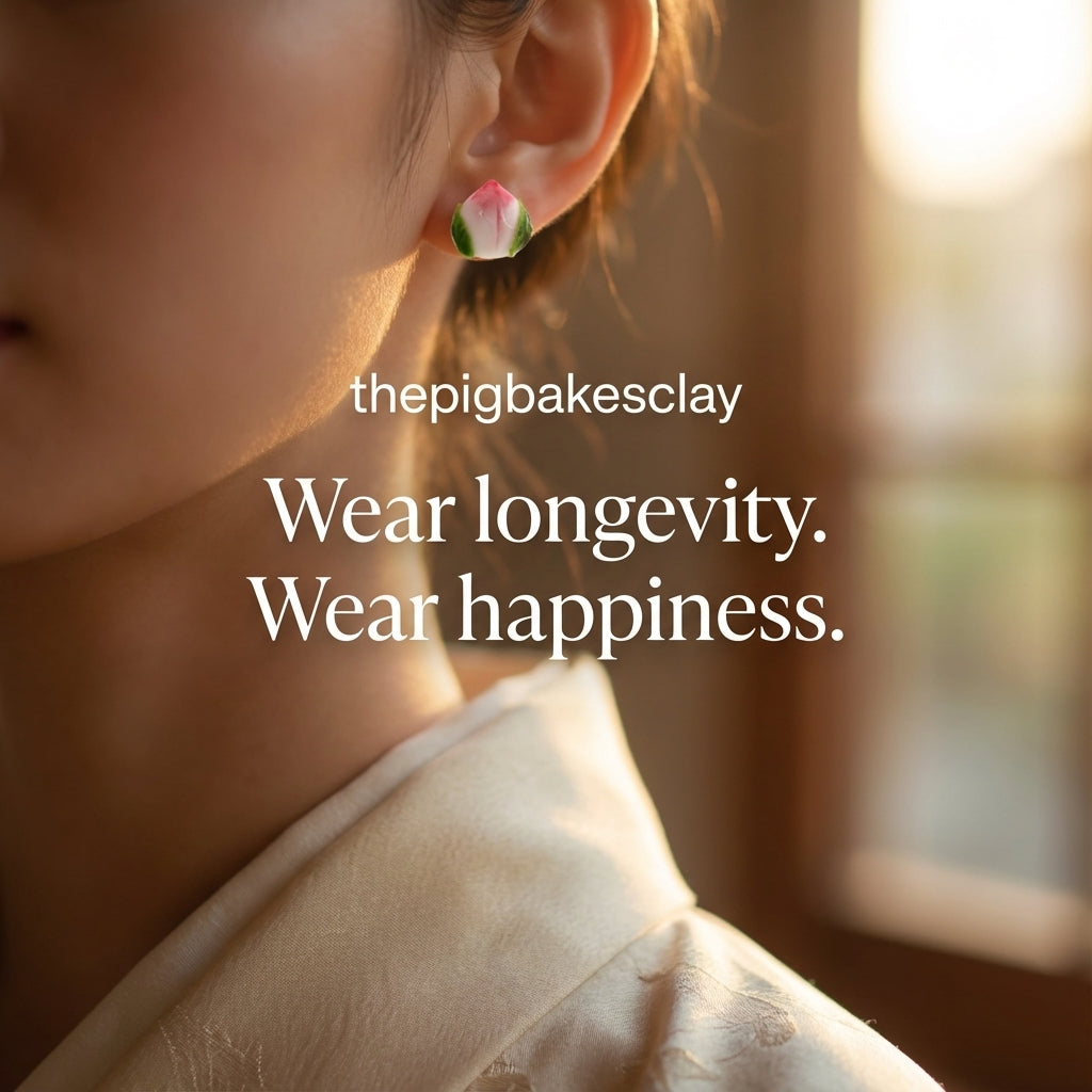 Longevity Peach Bun Earring Studs