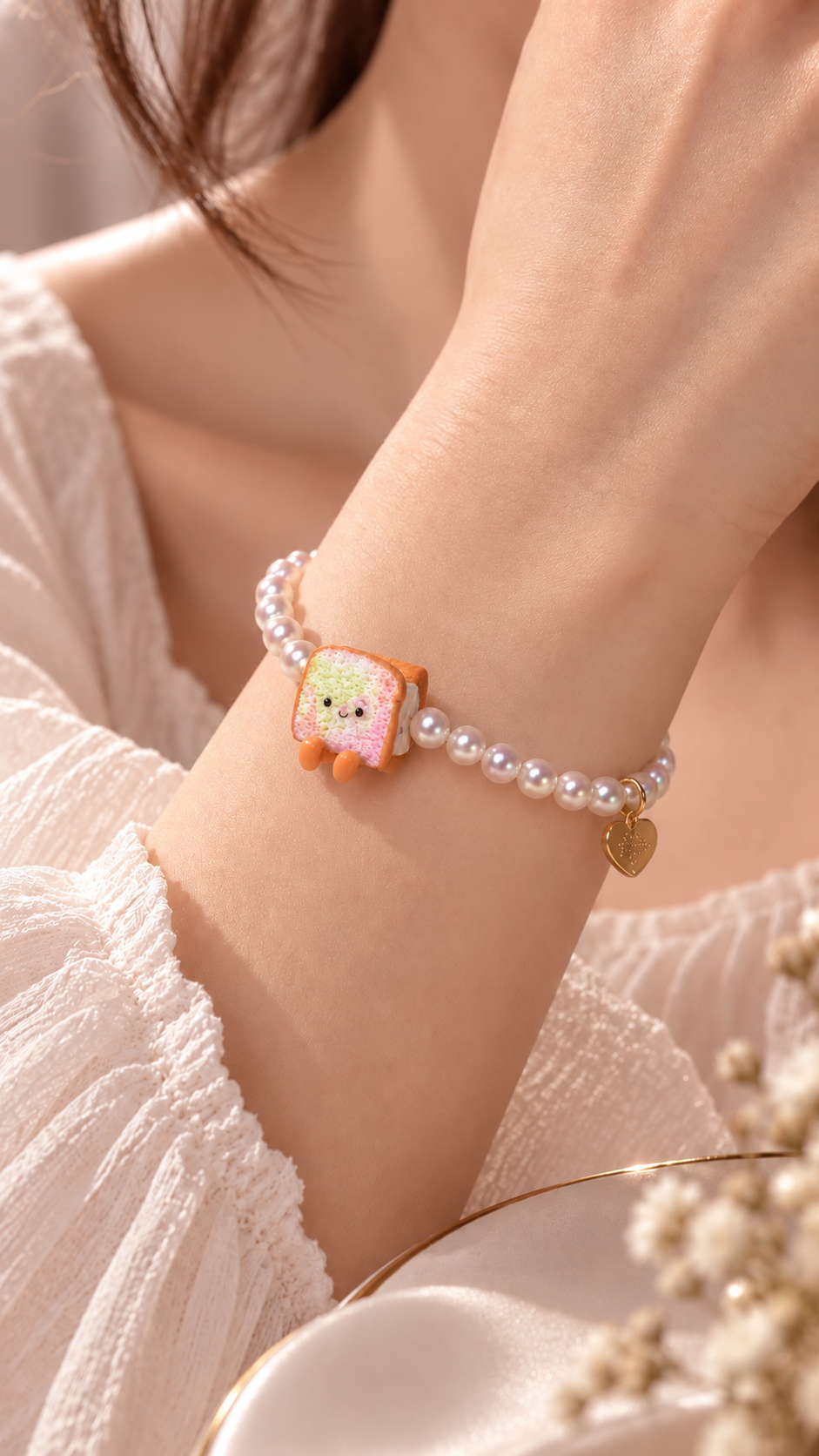 Rainbow Ice Cream Bread Pearl Bracelet