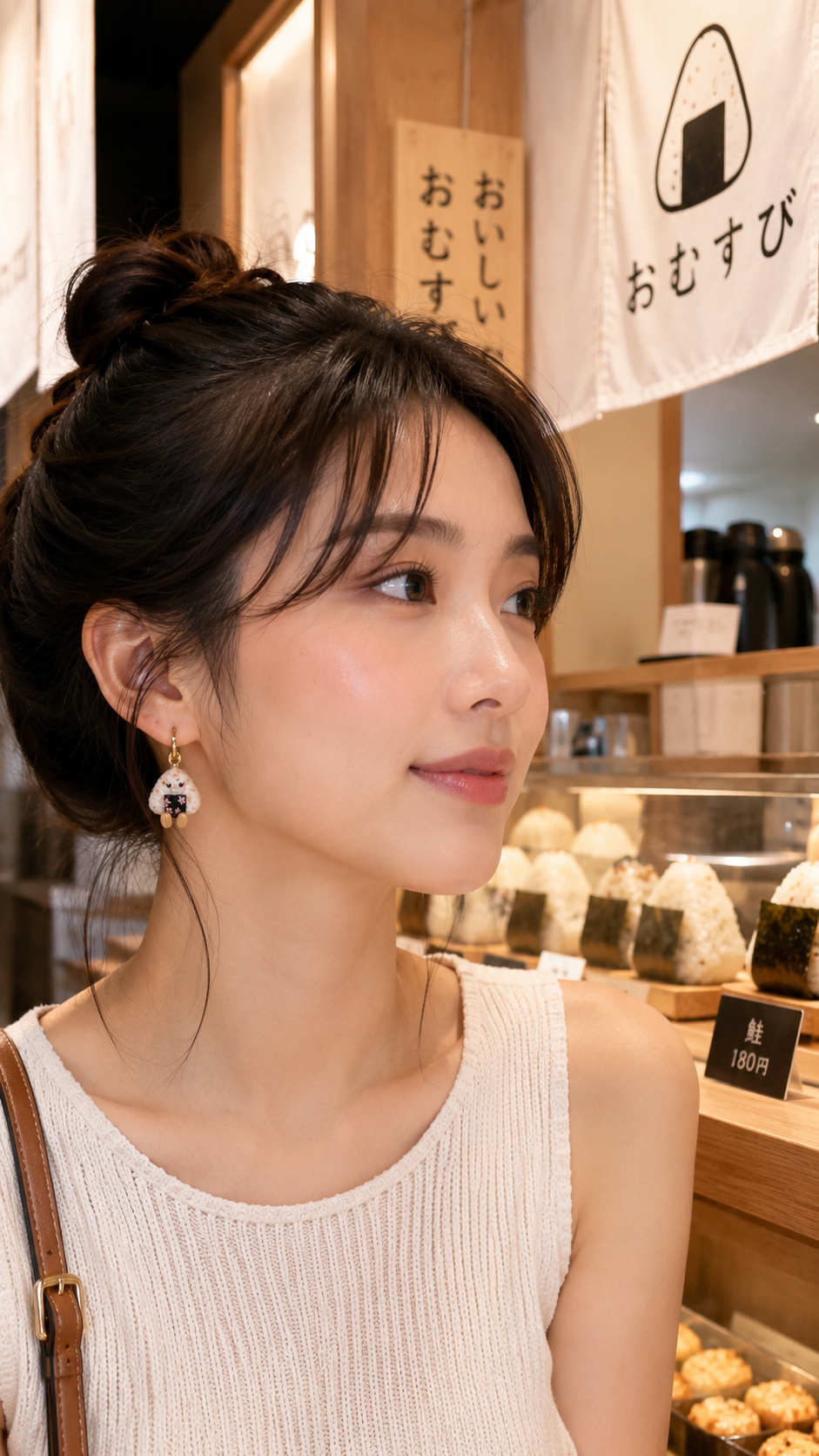 Speckled Onigiris on Gold Hoops