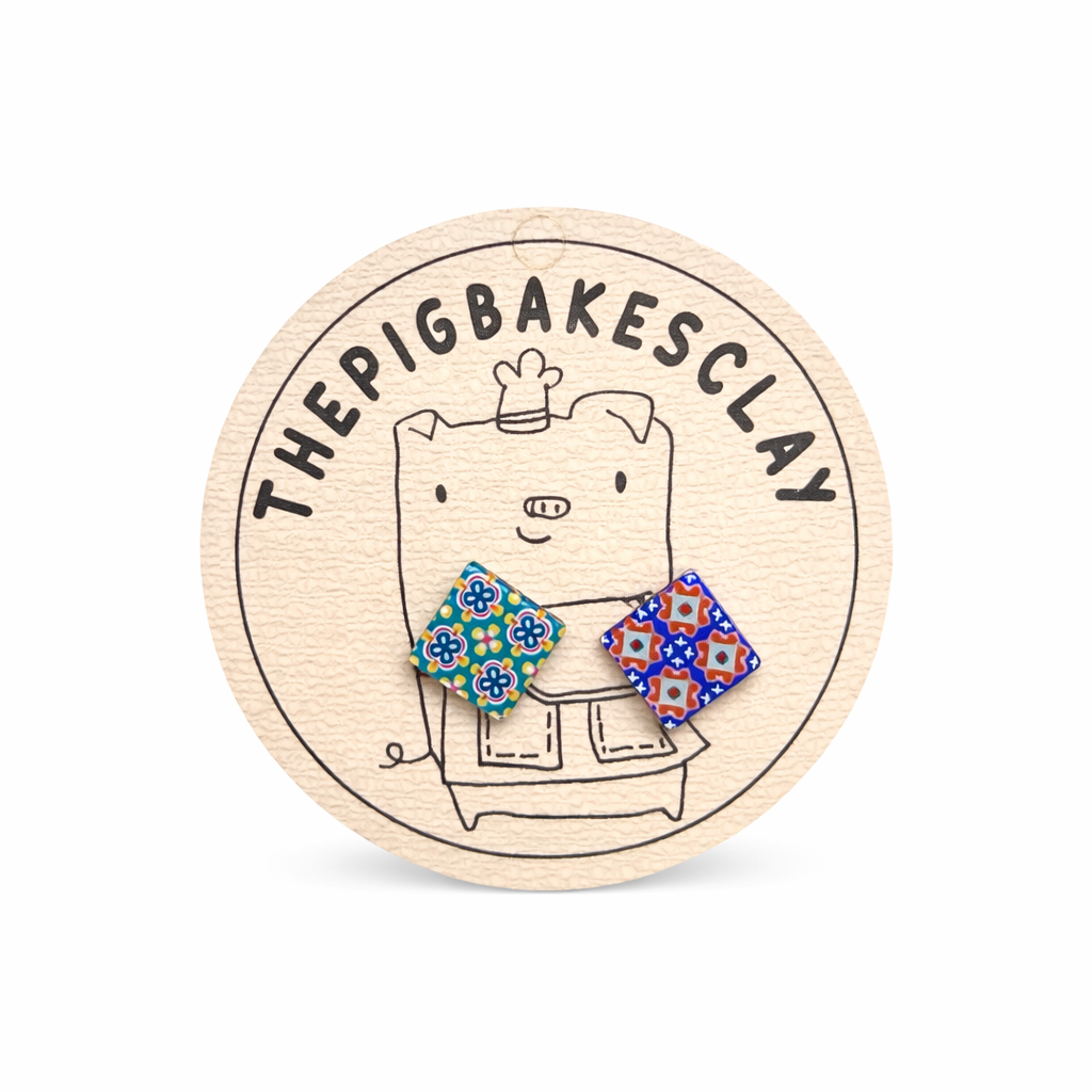 Peranakan Tiles Earring Studs (INSTOCK)