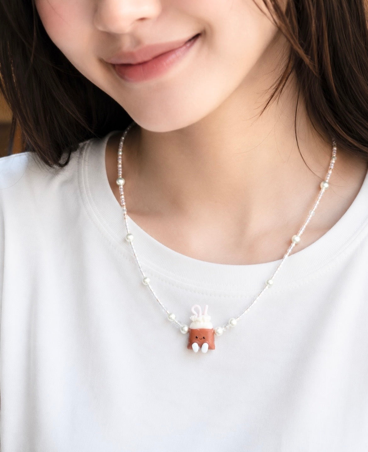 Teh Dabao Bag Hand-Beaded Swarovski Pearl Necklace