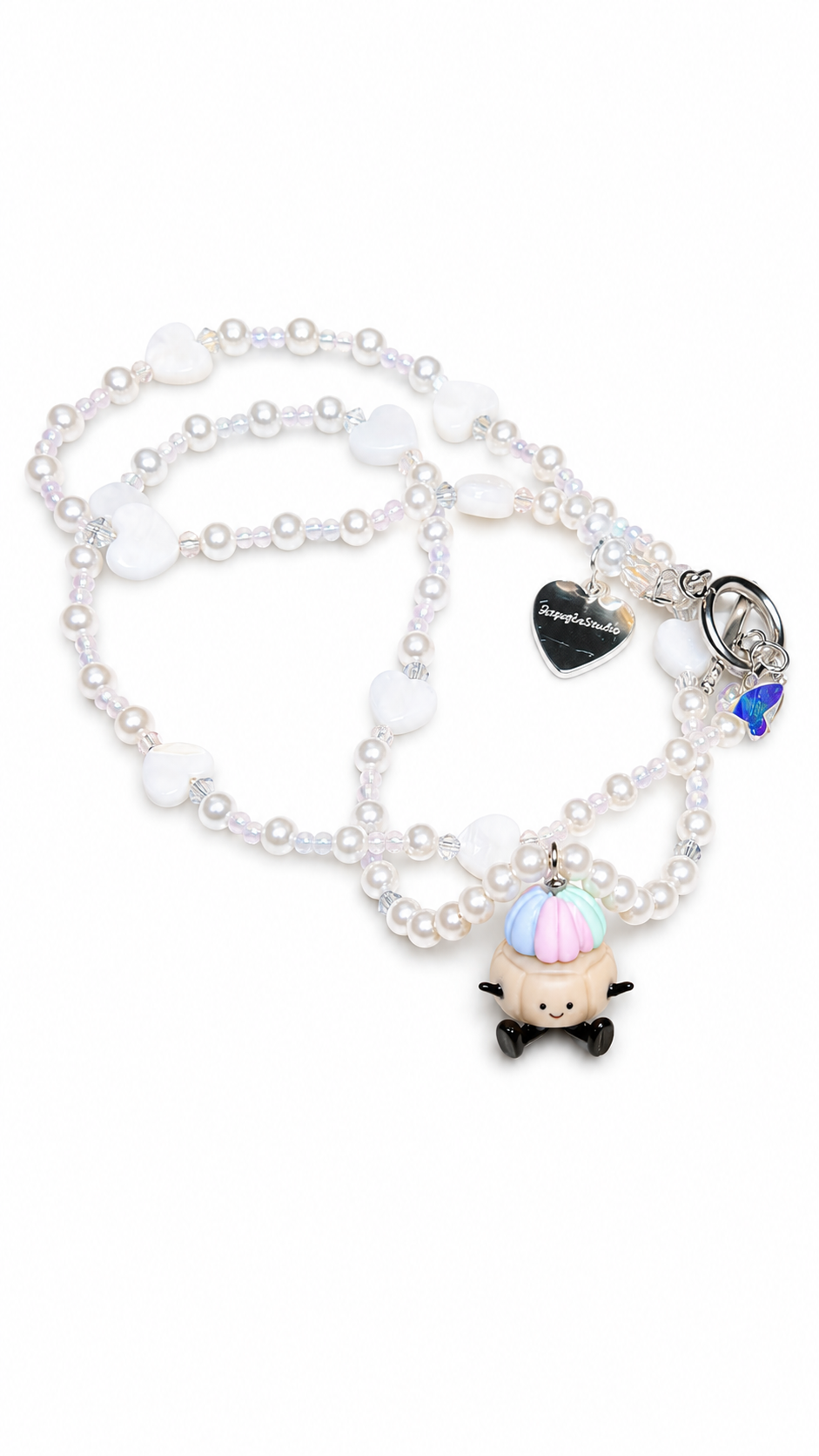 Iced Gem Hand-Beaded Silver Necklace in Pastels