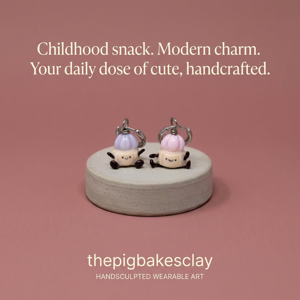 Iced Gem Biscuit Jellycats on Silver Hoop Huggies