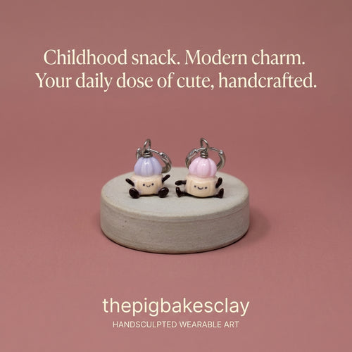 Iced Gem Biscuit Jellycats on Silver Hoop Huggies