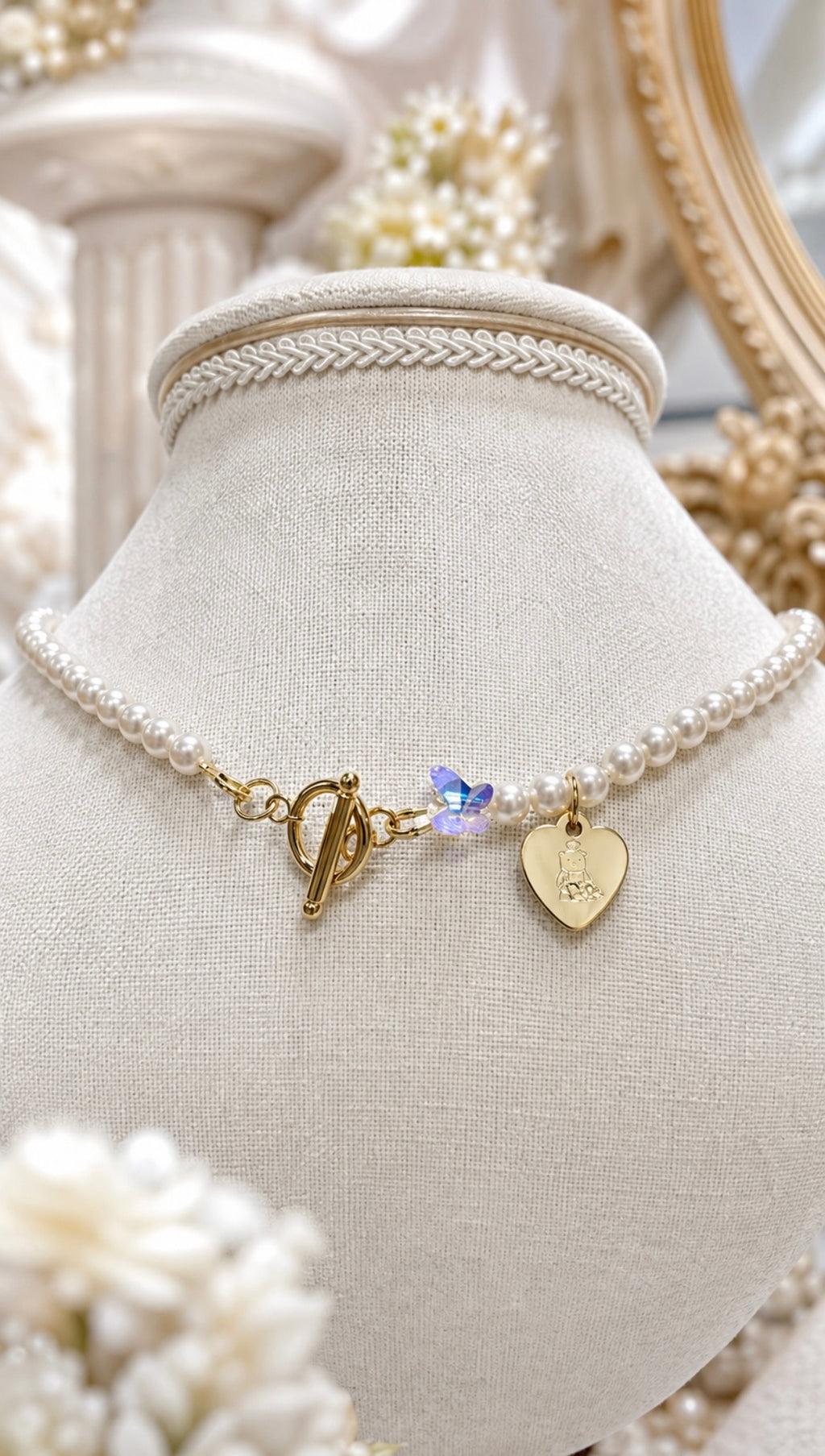 Rainbow Bread Swarovski Pearl and Crystals Necklace