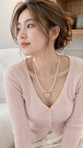 Hand-Beaded Kueh Lapis Jellycat with Swaroski Pearls and Czech Beads in Pastels Long Necklace