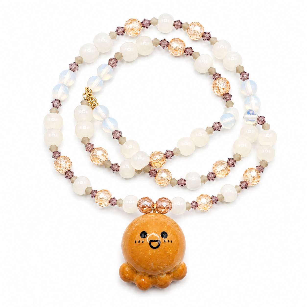 Laughing Chonky Tako Bread Hand-Beaded Necklace