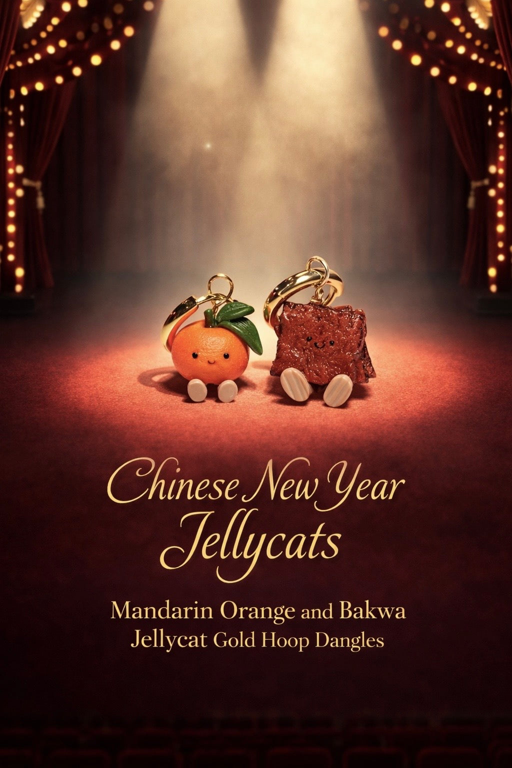 Mandarin Orange and Bakwa Jellycat Earrings (a variety)