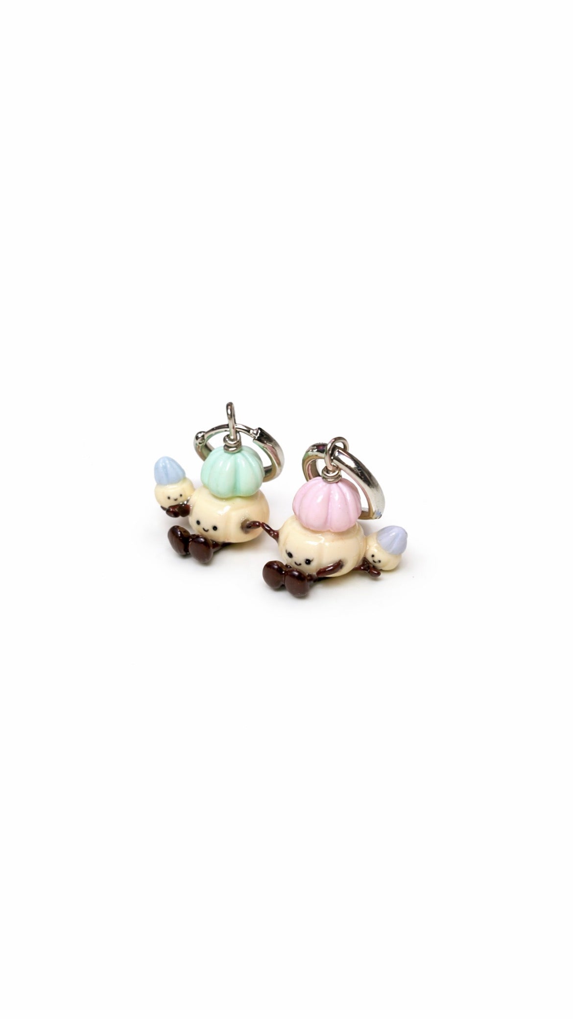 Iced Gem Biscuit Jellycats on Silver Hoop Huggies (PREORDER, wait time 6-8 weeks)