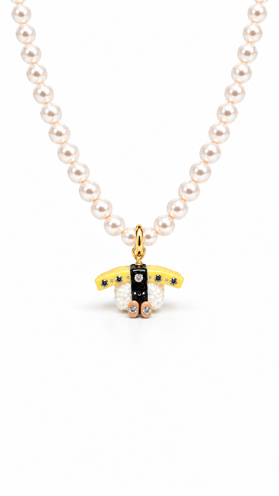The Smiley Tamago Sushi with His Moissanites Miniature Charm