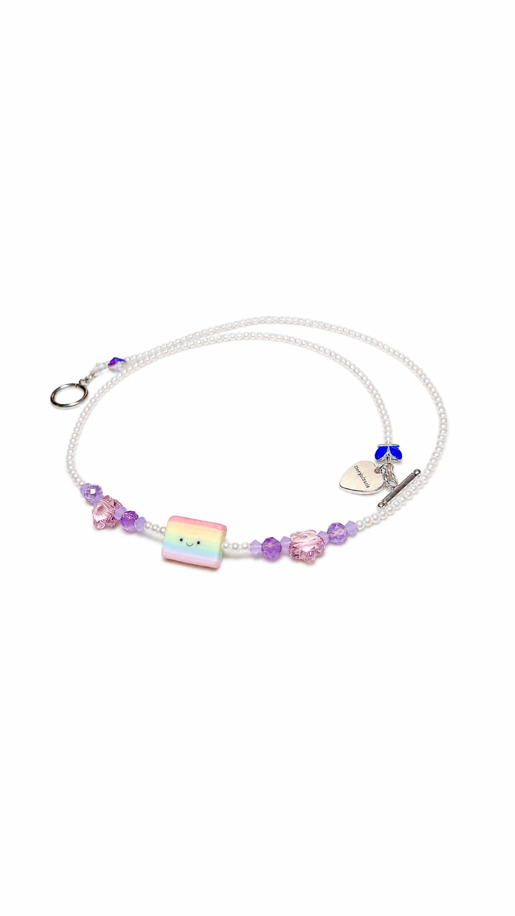 Hand-Beaded Kueh Lapis Jellycat Swarovski Pearl and Amethyst Necklace