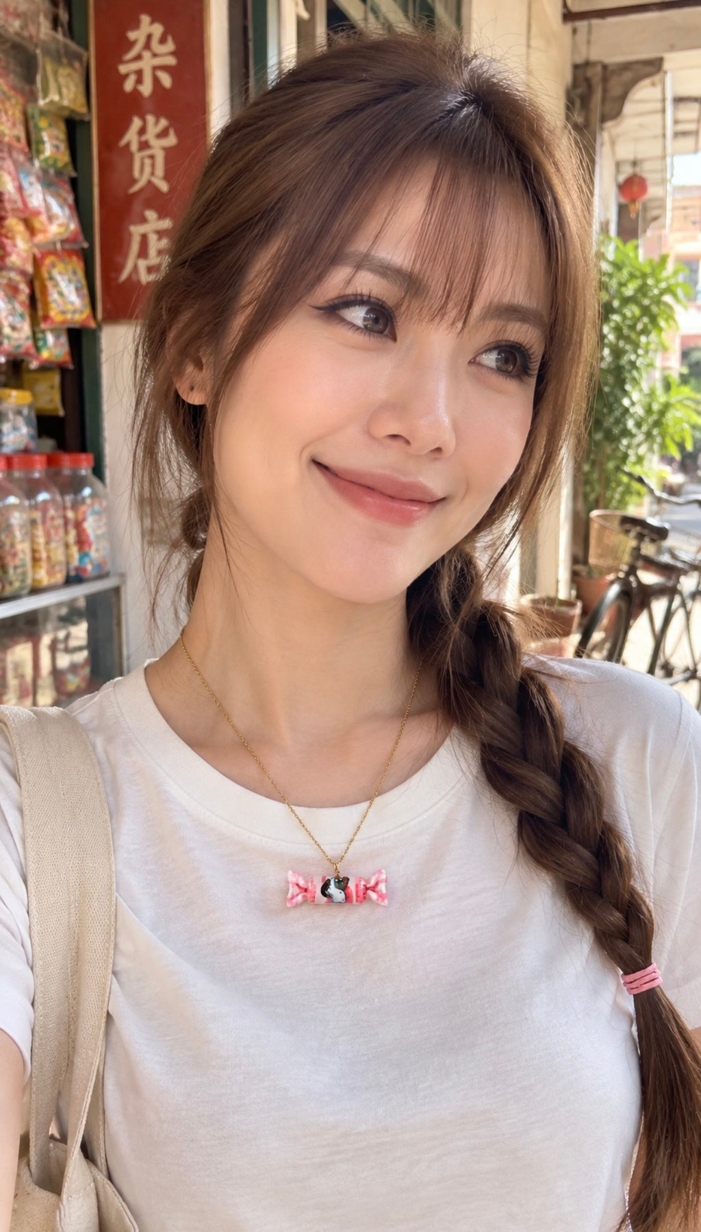 The Pink Rabbit Sweet Chain Necklace in Gold