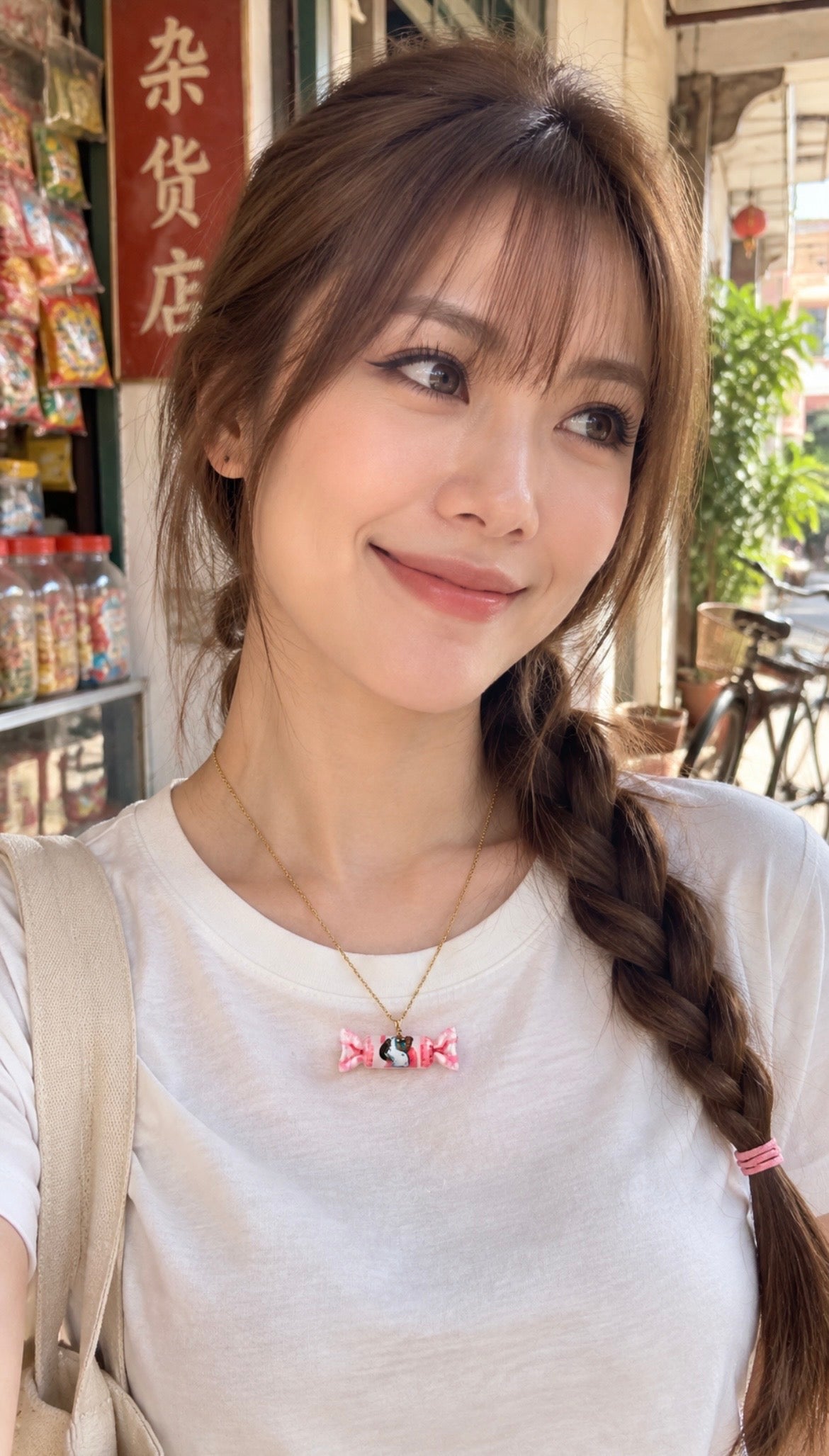 The Pink Rabbit Sweet Chain Necklace in Gold