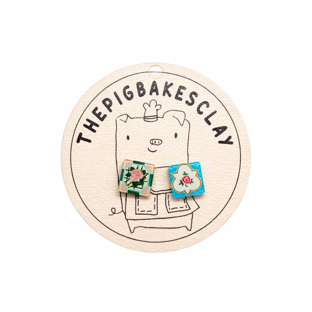 Peranakan Tiles Earring Studs (INSTOCK)