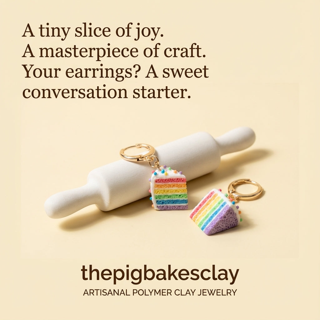 Rainbow Cake Gold Hoop Dangles