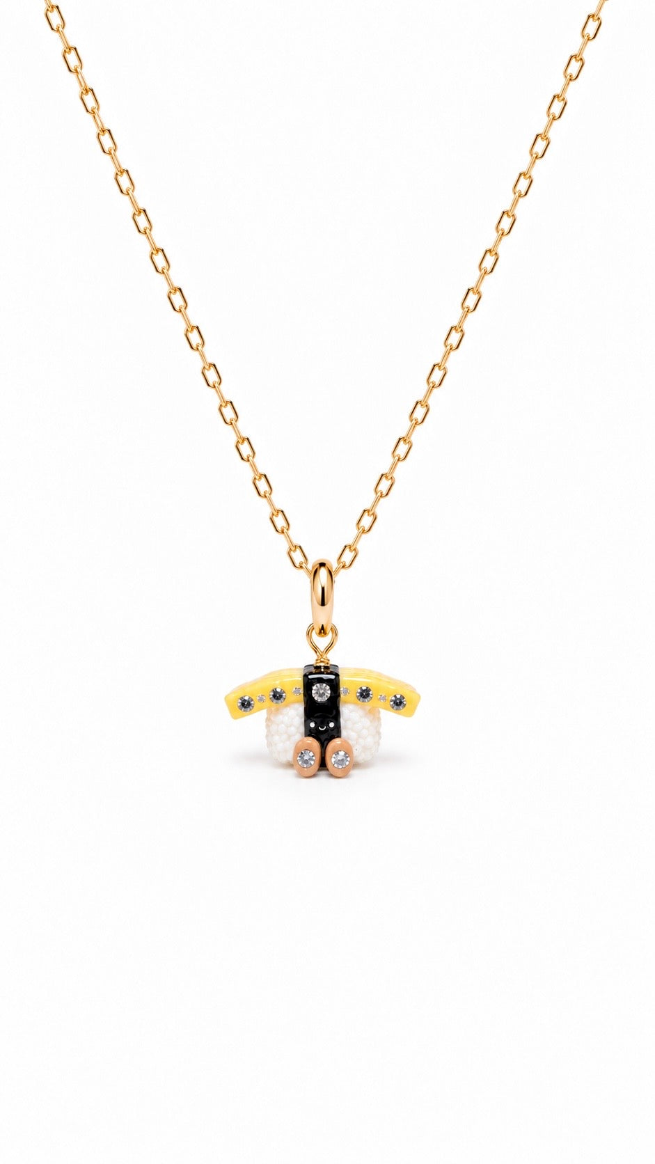 The Smiley Tamago Sushi with His Moissanites Miniature Charm