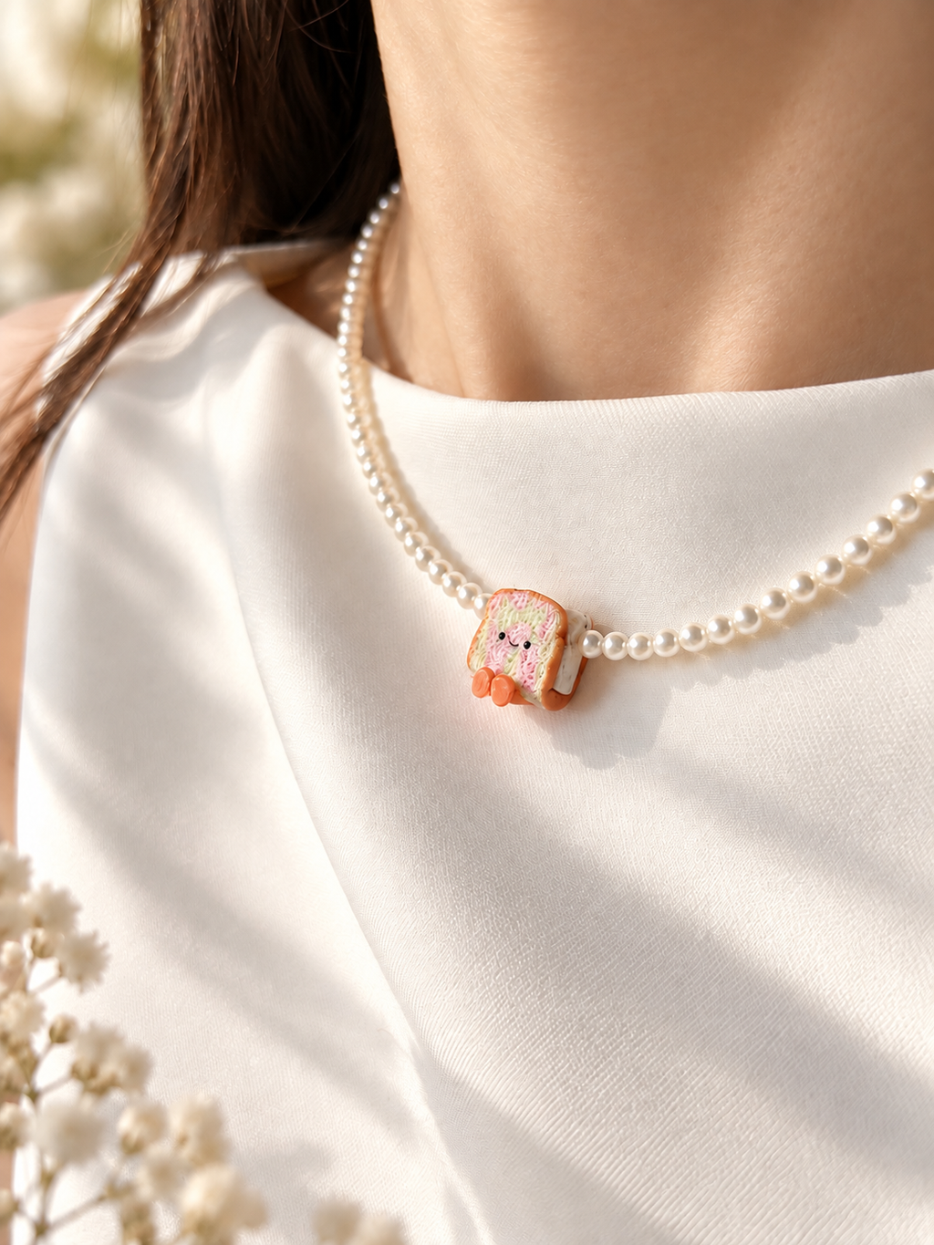 Rainbow Bread Pearl Necklace