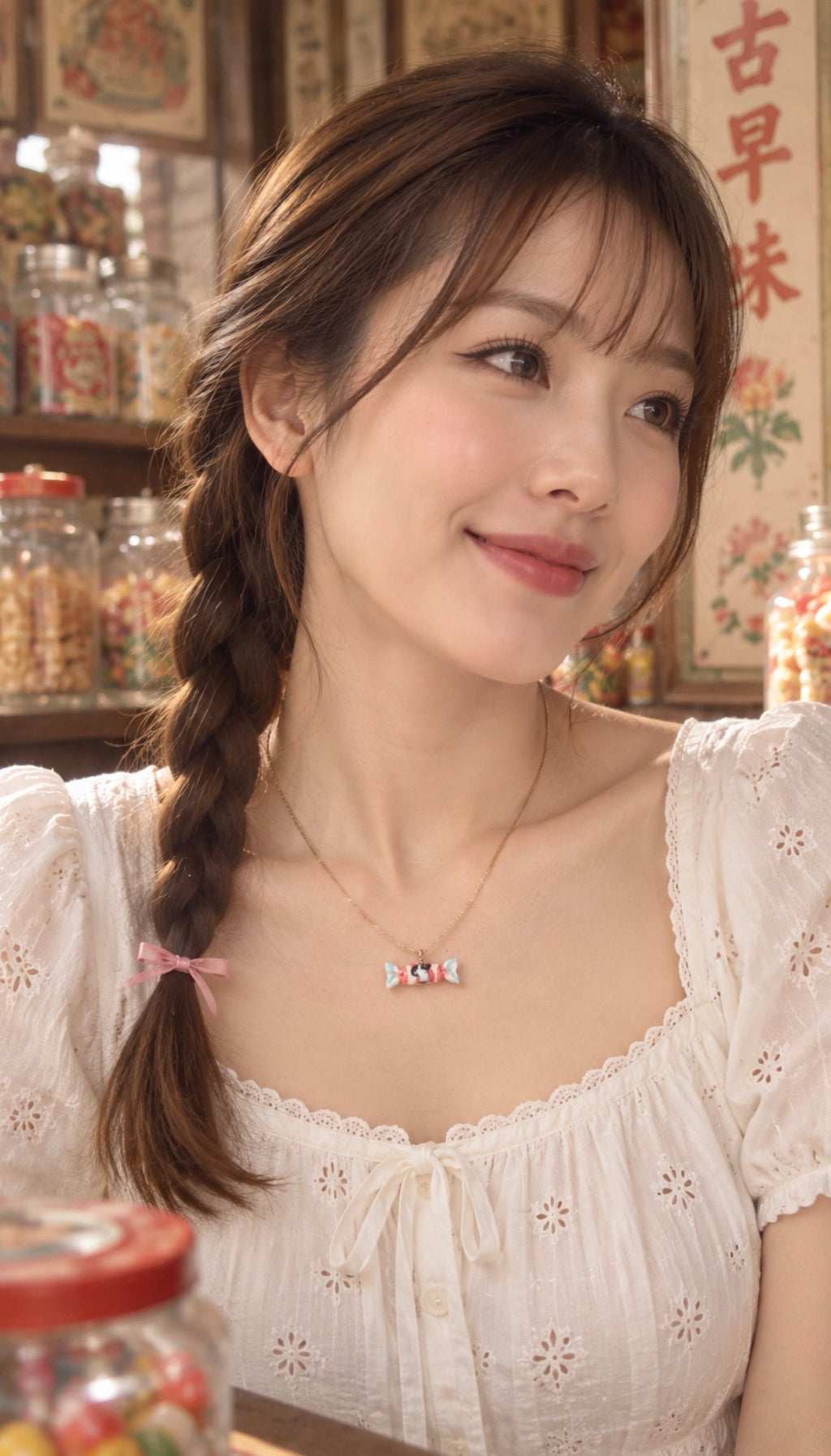 The Petite Rabbit Sweet Chain Necklace in Pastel Blue