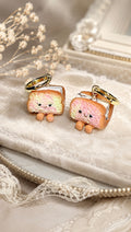 Rainbow Bread Ice Cream on Gold Earring Hoops (choc chip and yam)