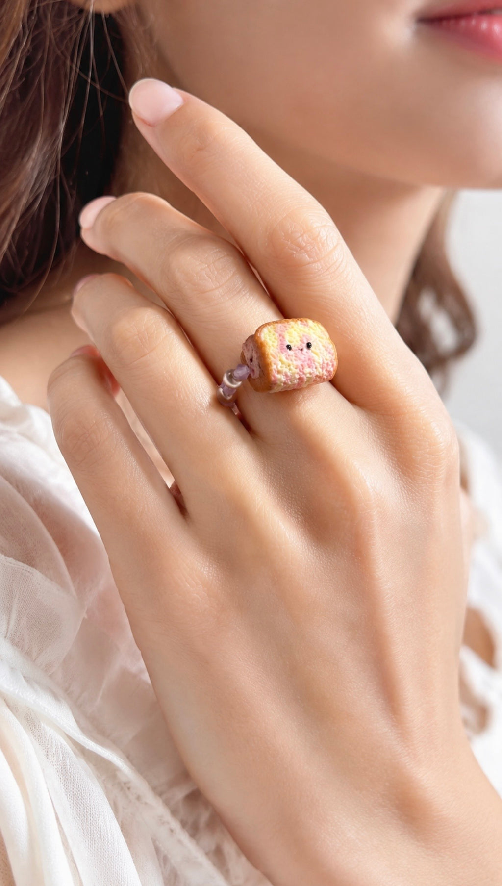 Rainbow Bread Ice Cream Beaded Ring