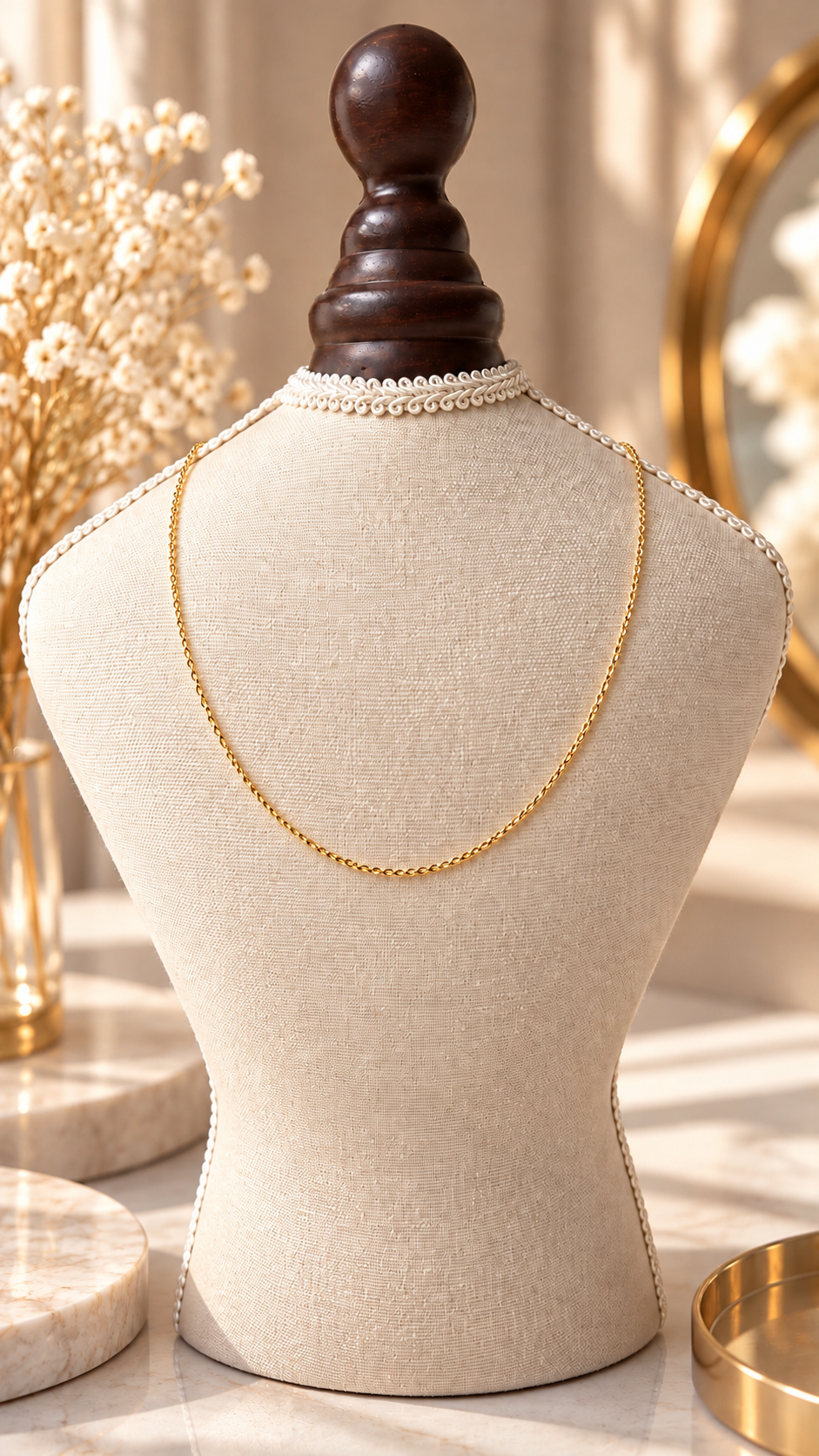 18K Gold Titanium Necklace Chain (medical implant-grade ASTM F136, PVD Gold-Plated)