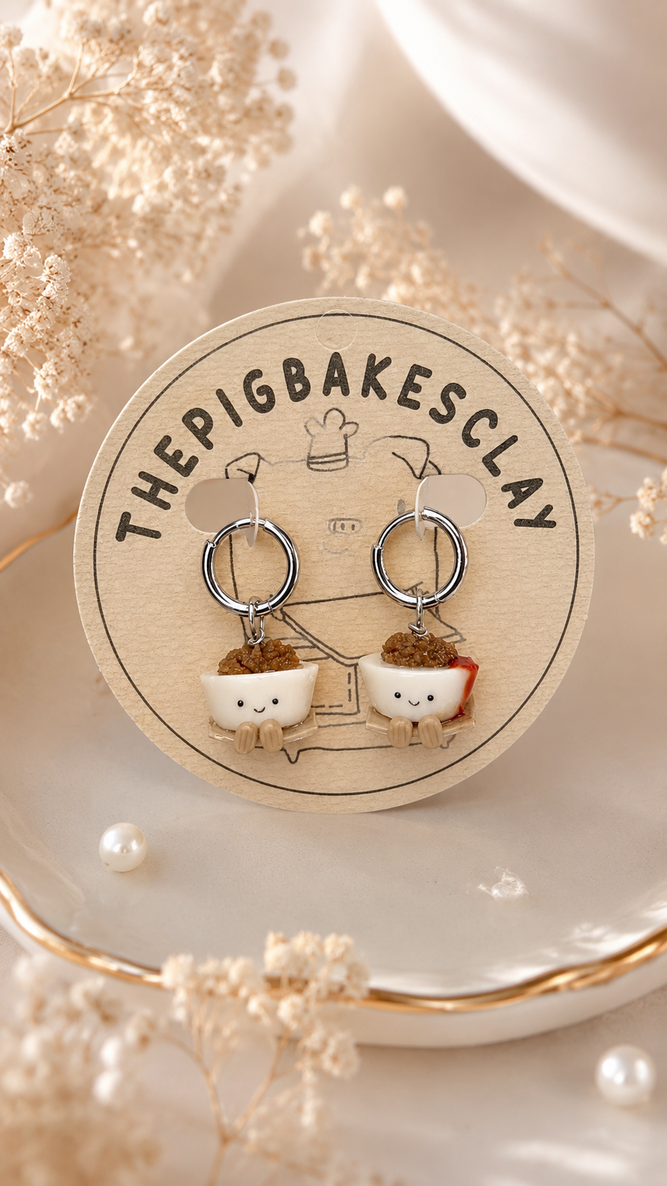 Chwee Kueh Jellycats on Silver Hoops