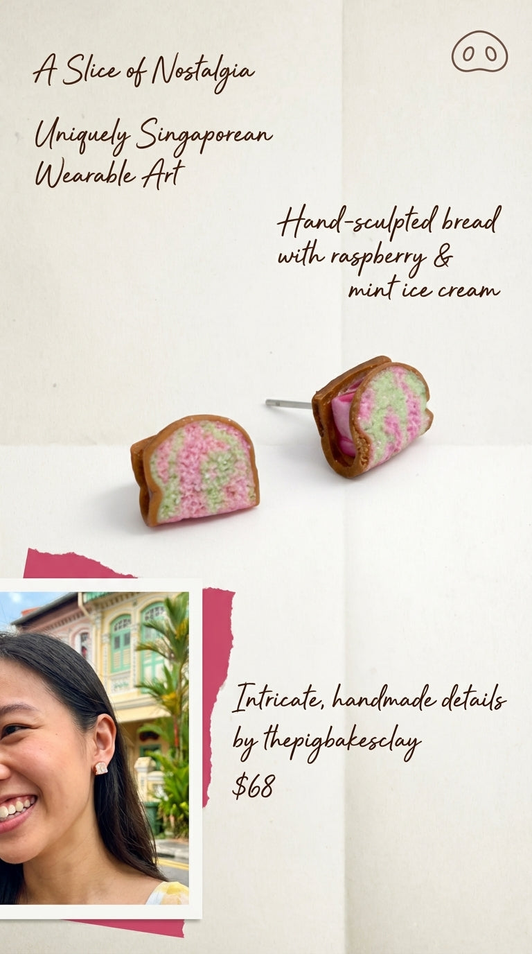 Rainbow Ice Cream Bread Earring Studs (PREORDER, wait time 6-8 weeks)