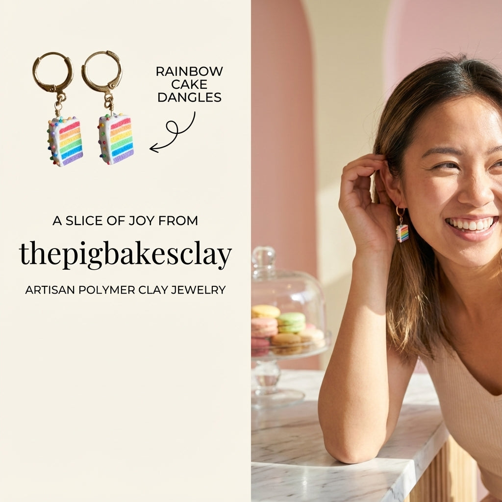 Rainbow Cake Gold Hoop Dangles