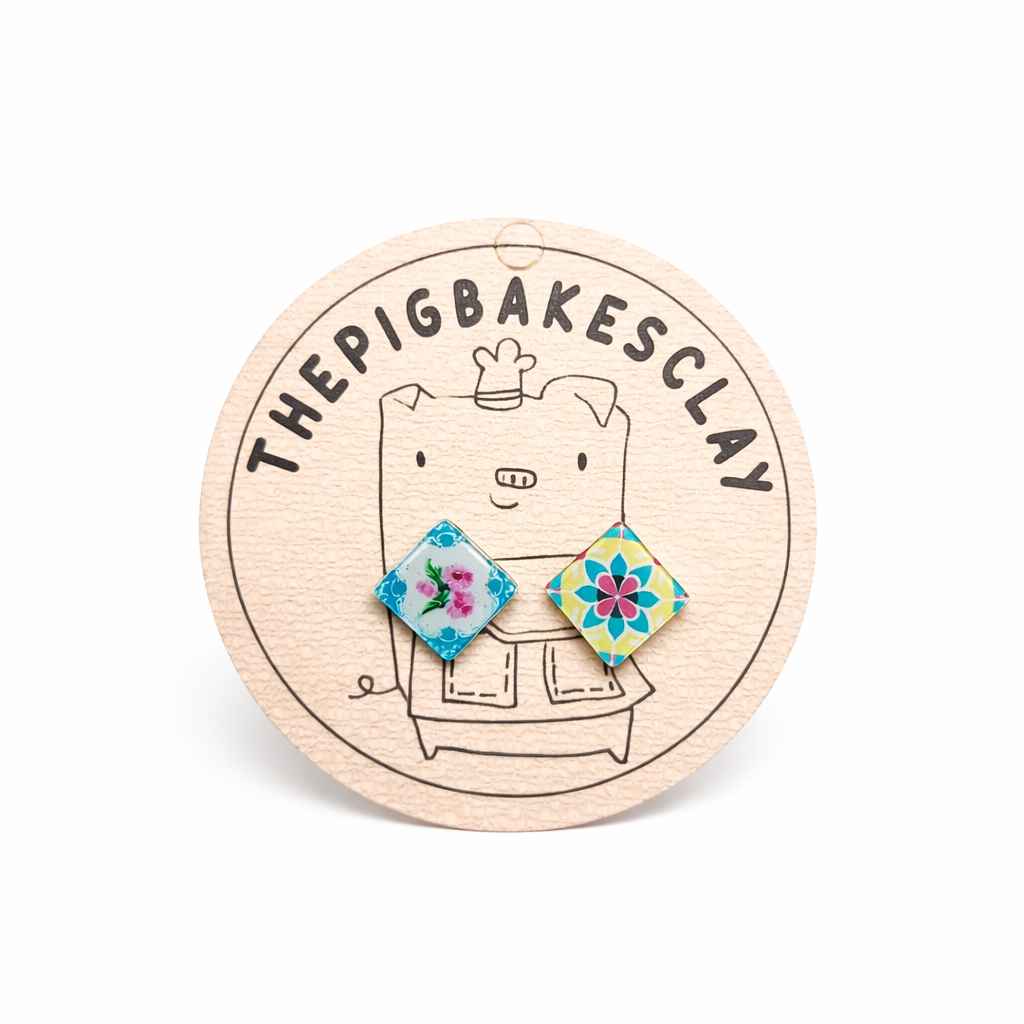 Peranakan Tiles Earring Studs (INSTOCK)