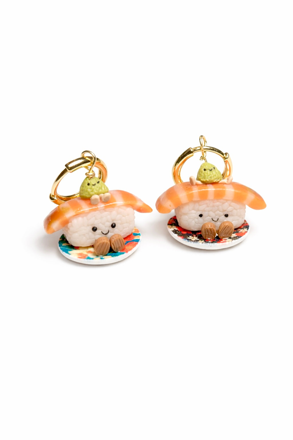 Salmon Nigiri Jellycats on Gold Hoop Dangles