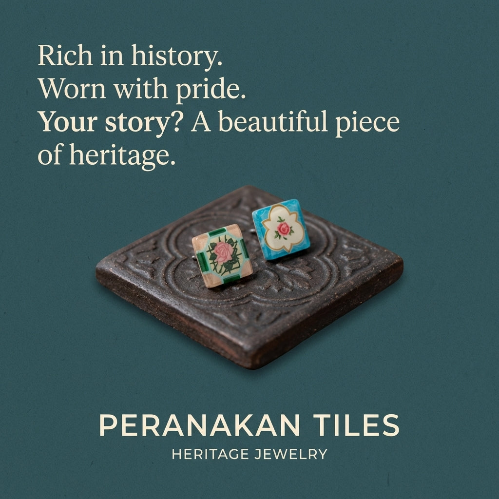 Peranakan Tiles Earring Studs (INSTOCK)