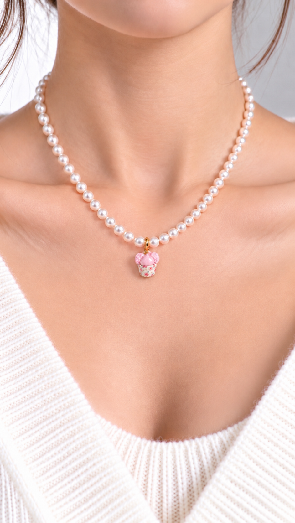 The Huat Kueh Miniature Charm in Vintage Floral and Moissanites
