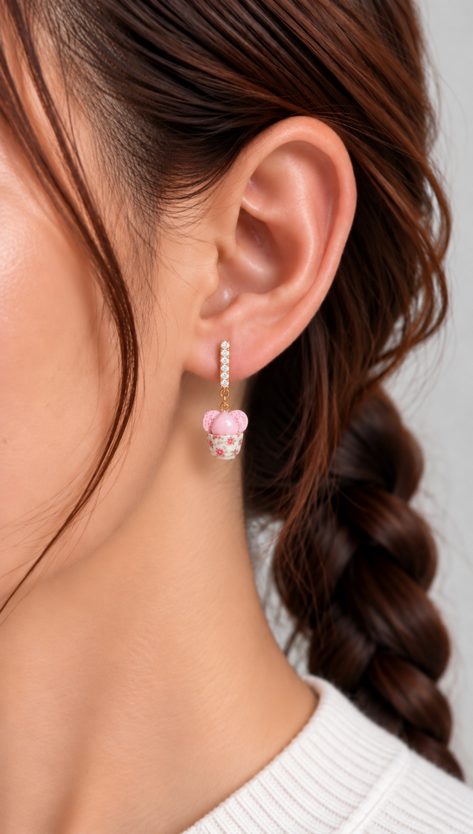 Zircon-studded Bar Stud Dangle (14K Gold-Plated over 925 Sterling Silver)