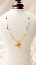 The Shiopan Jellycat and his Pet Butter with Black Spinels and Swaroski Pearls Long Necklace (customised for Sarah)