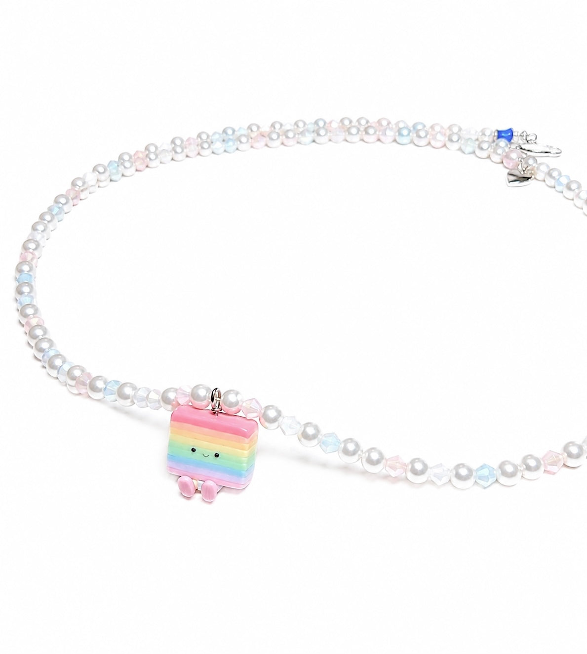 Hand-Beaded Kueh Lapis Jellycat with Swaroski Pearls and Czech Beads in Pastels Long Necklace